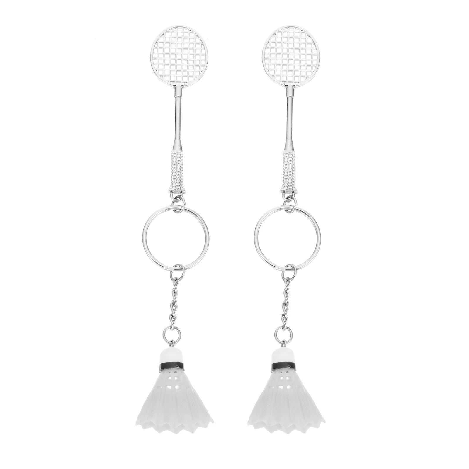2 Pcs Badminton Keychain Pendant Racket Chains Gift Mini Pendant Accessories Car Hanging Decor Iron Ball