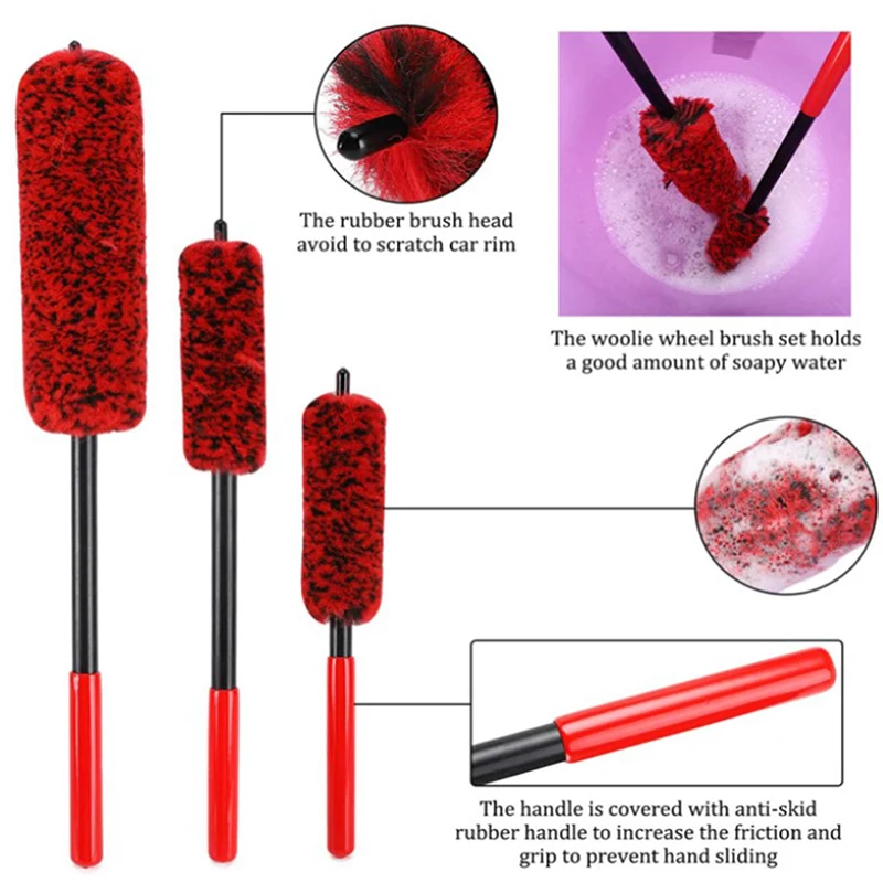 Auto Wheel Detailing Brush Bendable Wheel Woolies Car Cleaning Tool For Car Rim Tire Washing Easily Clean Hard-To-Reach Area 1PC