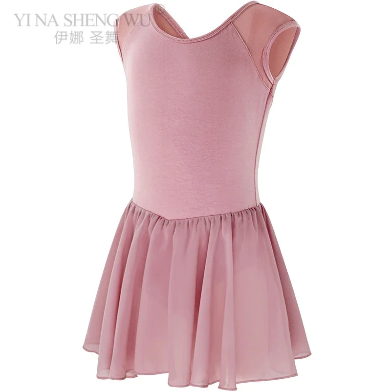 Children Dance Clothes Girls Summer Sleeveless Chiffon Skirt Ballet Dancing One-piece Skirt Ballet Practice Clothing Dance Skirt
