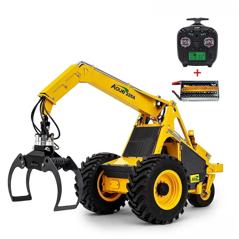 LESU RC Log Loader 1/14 Aoue 225A RC Hydraulic Feller Wheel Loader Crank Arm Type Three-wheel Feller Equipment RC Car Model Toy