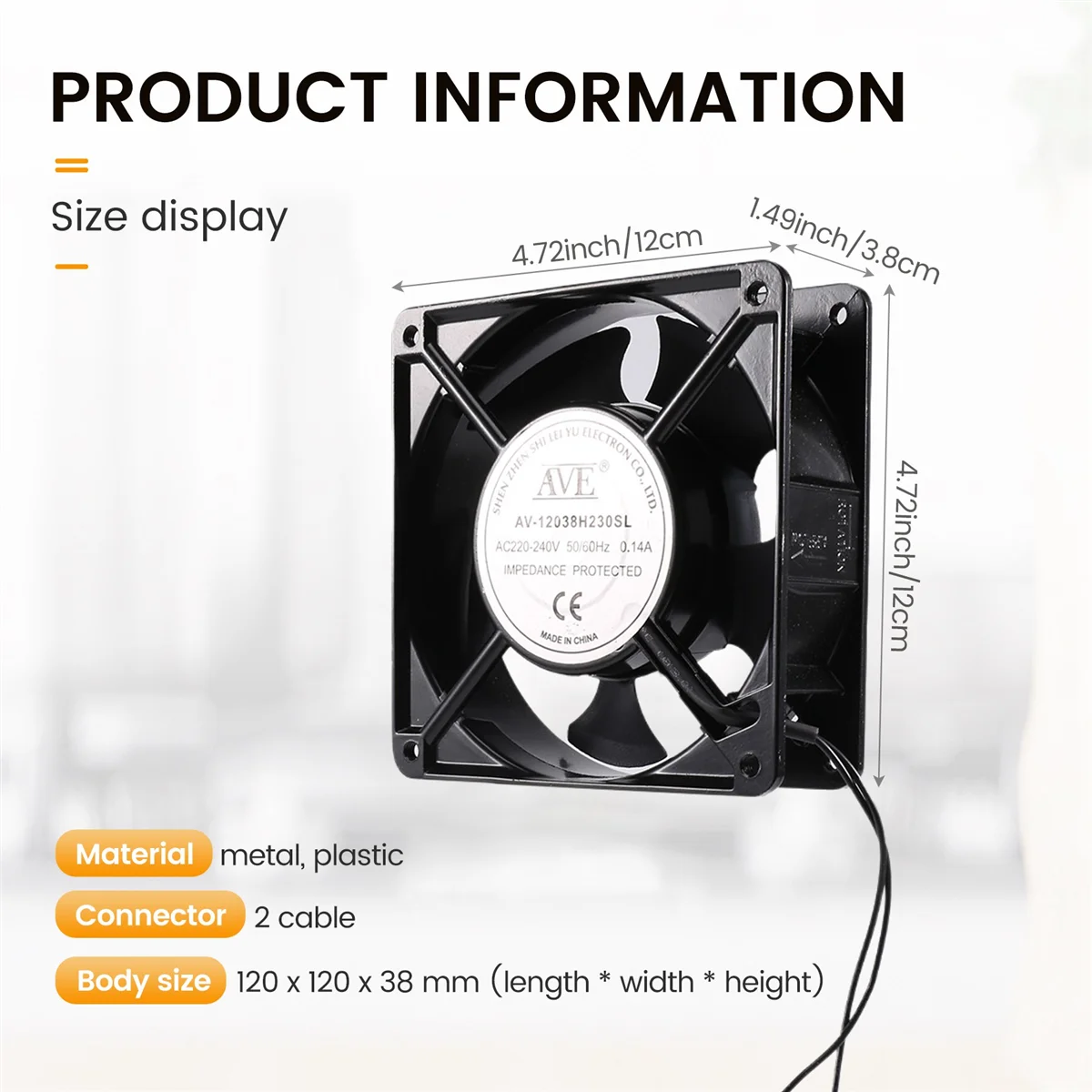AA26P AC 220V-240V0.14A Brushless Cooler Cooling Fan 120mm X 120mm X38mm