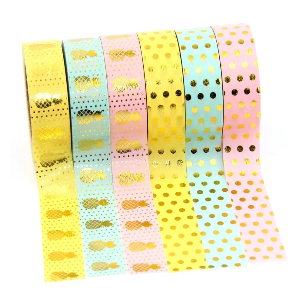 Neue 1X 15mm Gold Stanzen Ananas Obst Japanischen Washi Band Scrapbooking Werkzeuge Papelaria Dekorative Masking Band Lot 15mm * 10m