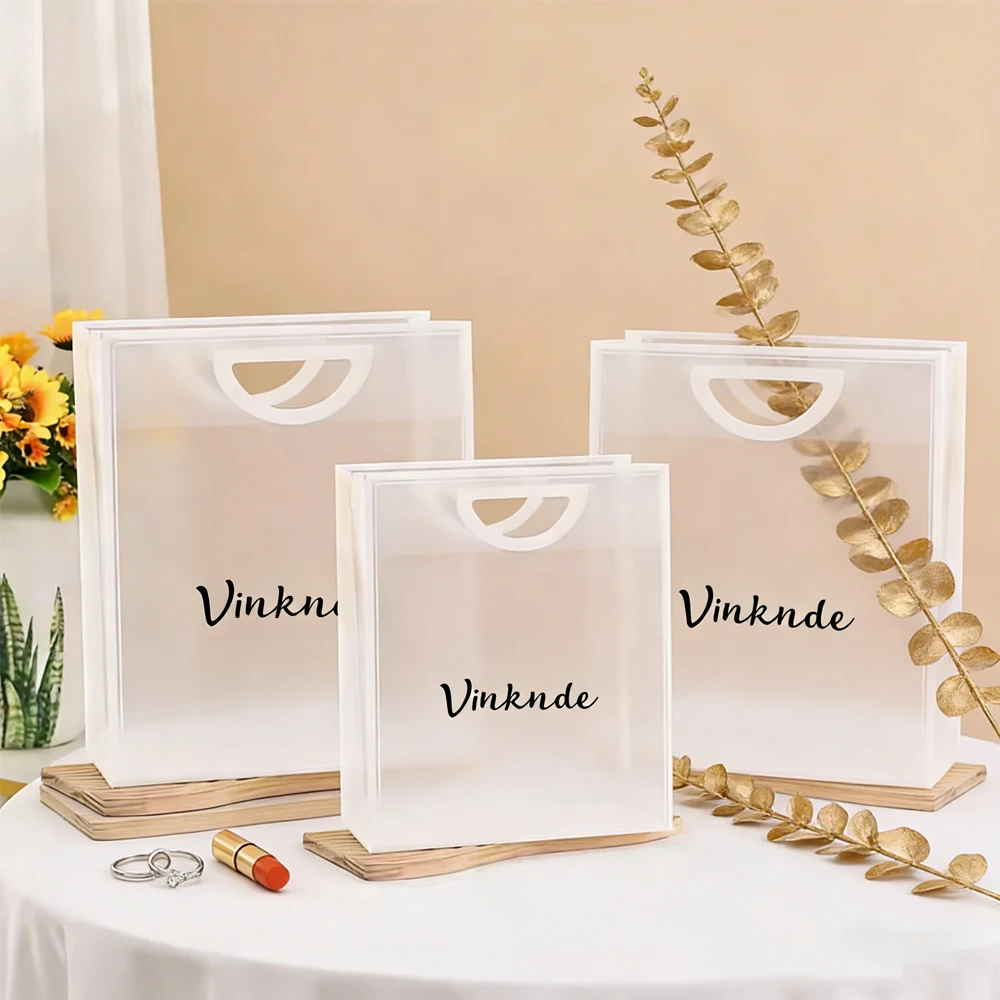 

Пластиковые матовые прозрачные подарочные сумки-тоут с ручками для косметики и одежды с индивидуальным логотипом для промоакций