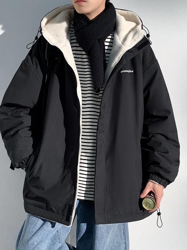 

Двусторонняя утепленная хлопковая куртка с капюшоном, повседневная молодежная модная зимняя верхняя одежда для мужчин и женщин