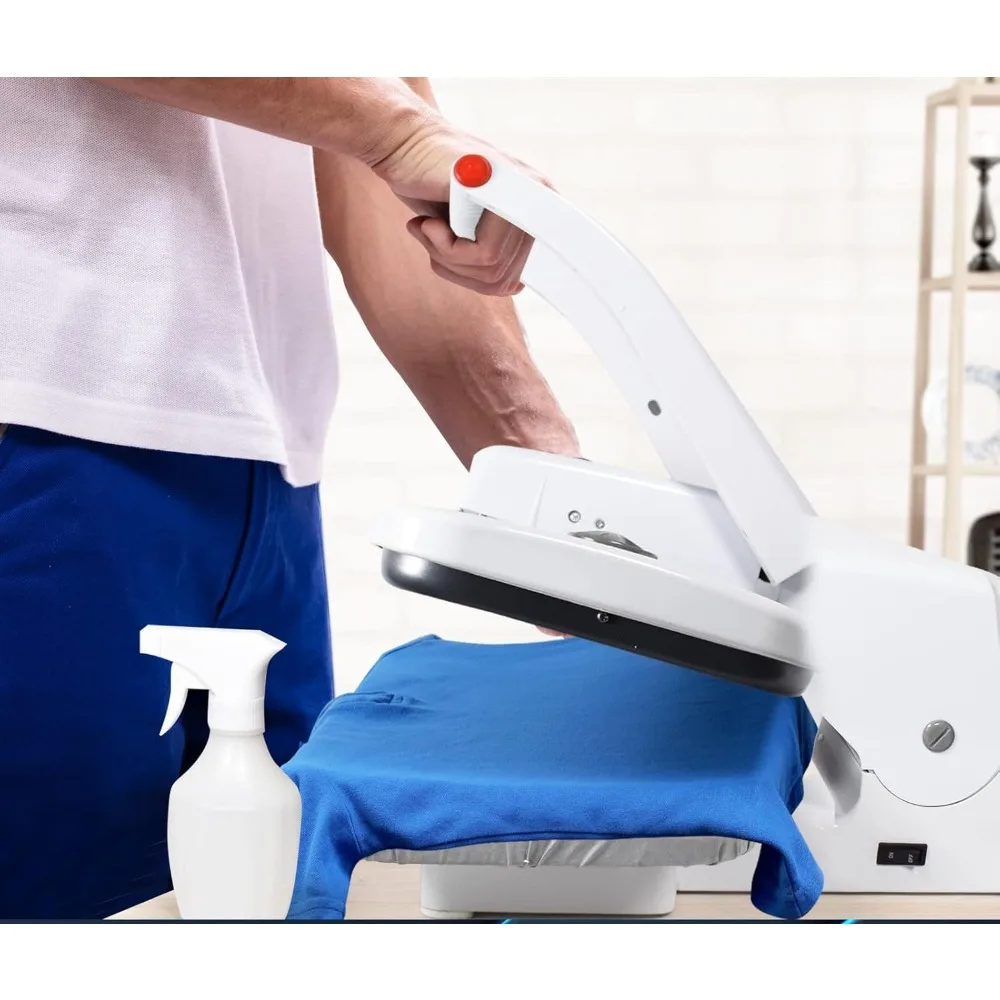 Compact ironing steam press with extra lid and foam liner for home ironing - 5 temperatures for all fabrics