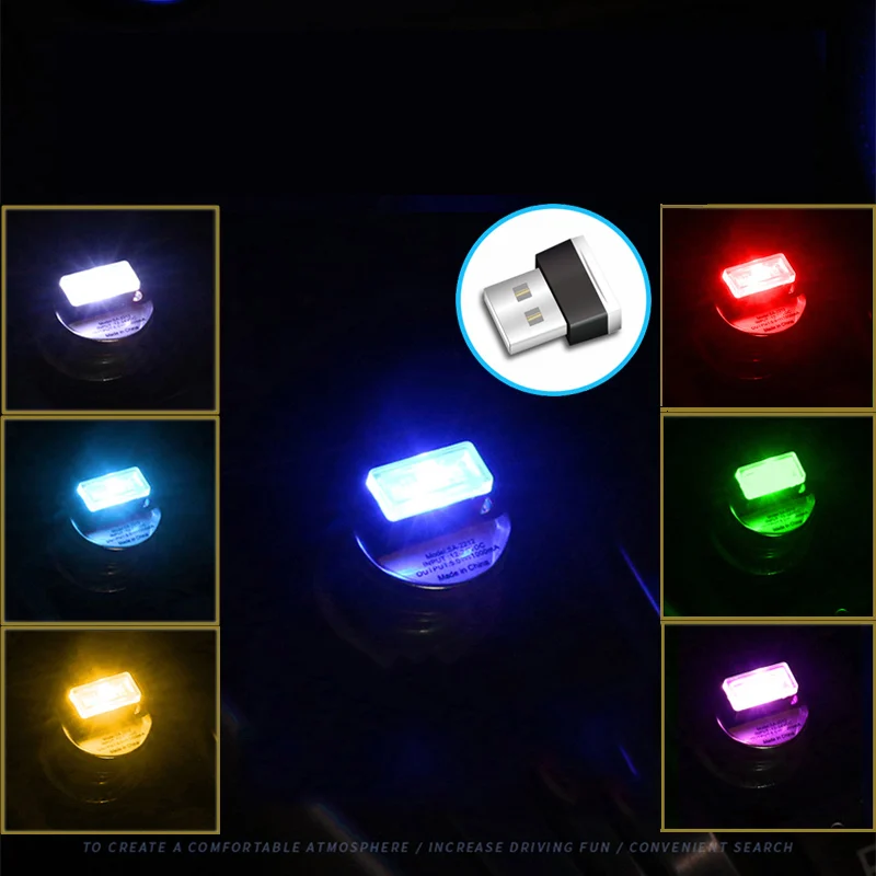 1Pc Mini USB Inner LED Car Light Auto Interior Atmosphere Light Decorative Lamp Lighting PC Auto Colorful Light Car interior