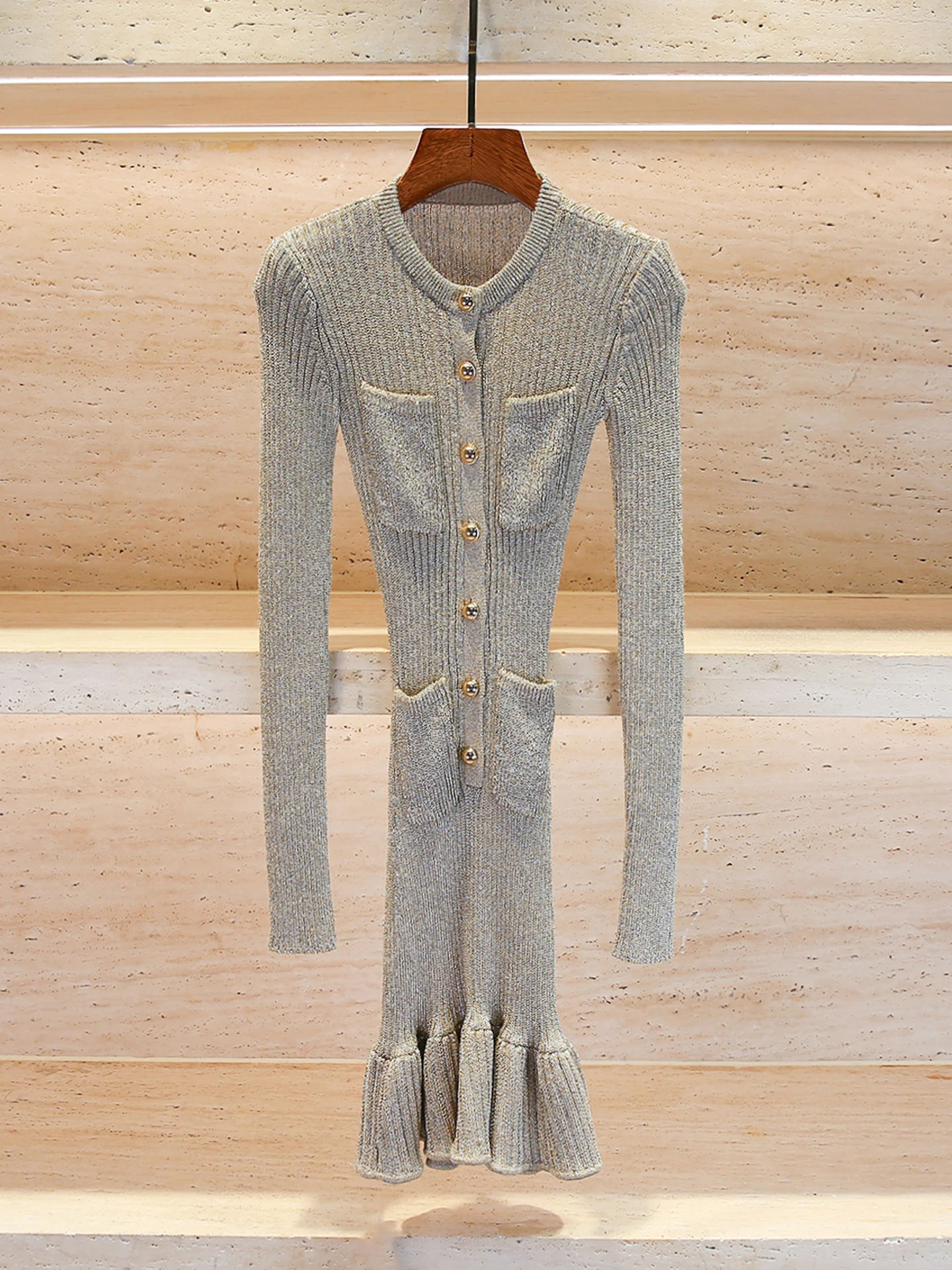 Coda fi lavorata a maglia di fascia alta con finiture in pizzo in piccola fraanza Sle per le donne Stagione autunnale Pendolarismo semplice a vita alta