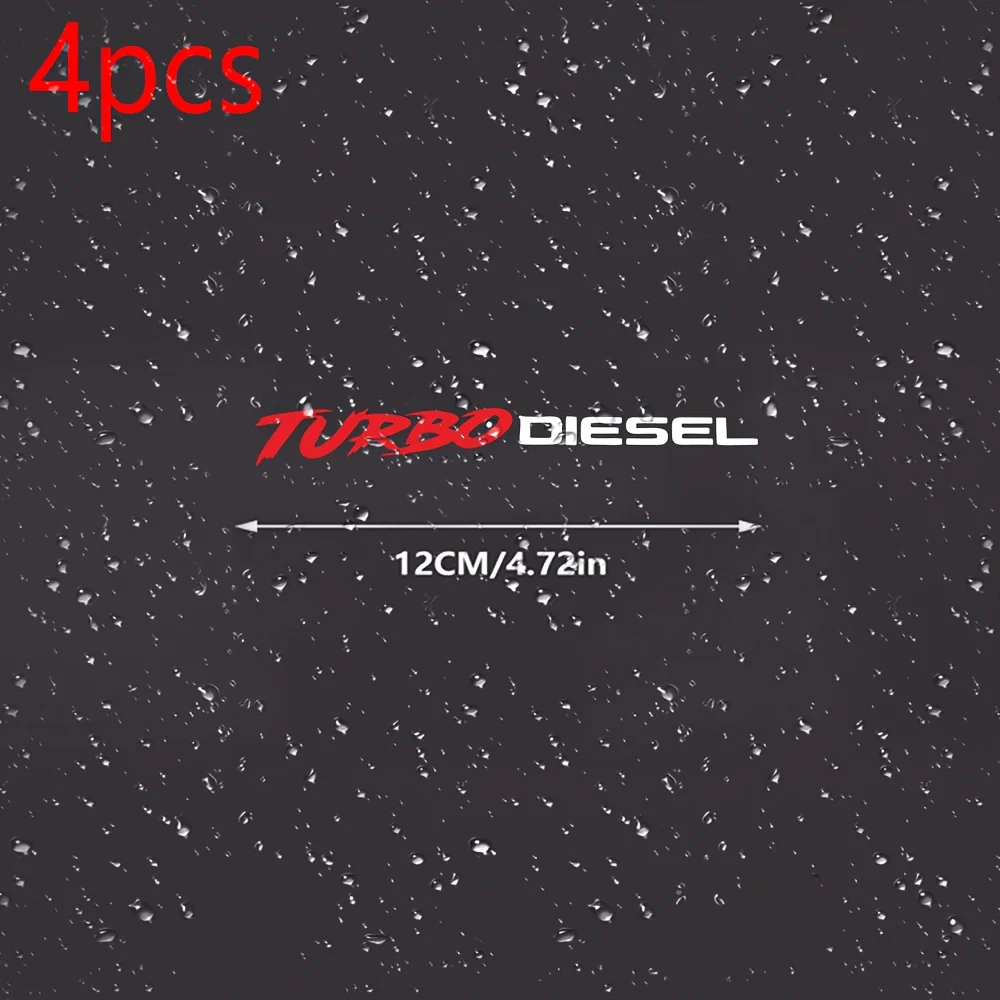 4Pcs/Set TURBODIESEL Sticker Decal Waterproof Vinyl for Car Motorcycle Rear Wheel Sporty Decor
