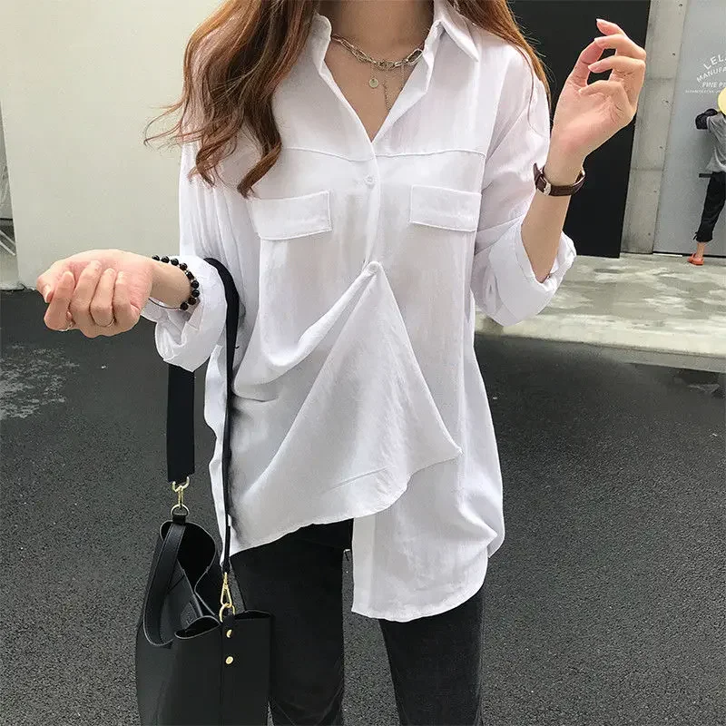 Blusas White Shirt Woman Long Sleeve Korean Fashion Women\'s Blouse Chemise Femme Elegant Clothes  Aesthetic Collared Tops