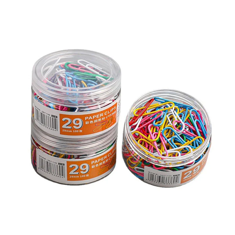 100-150pcs/Lot 29mm Nickel Plated Paper Clip Color Paperclips Large Size Paper Clip Multicolour Office Binding Supplies