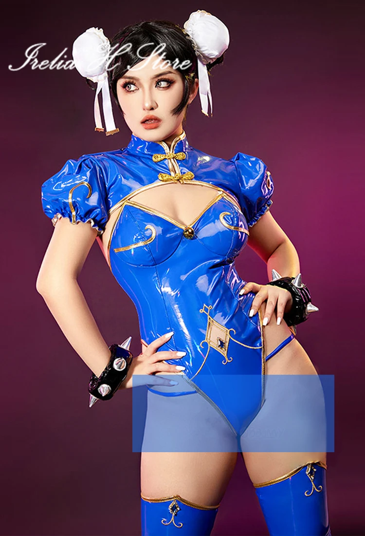 

Irelia H Store Chun-Li Street Fighter chun li cosplay costume women sexy bunny girl chunli leather jumpsuit