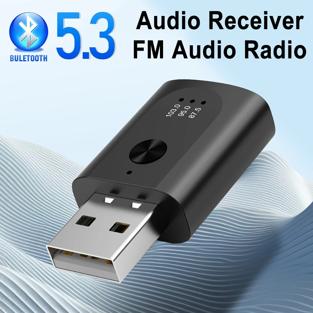 Car Bluetooth 5.3 Mini Usb Transmitter Receiver 87.5Mhz-103Mhz Handsfree Call Car Kit Auto Wireless Audio Adapter for Fm Radio