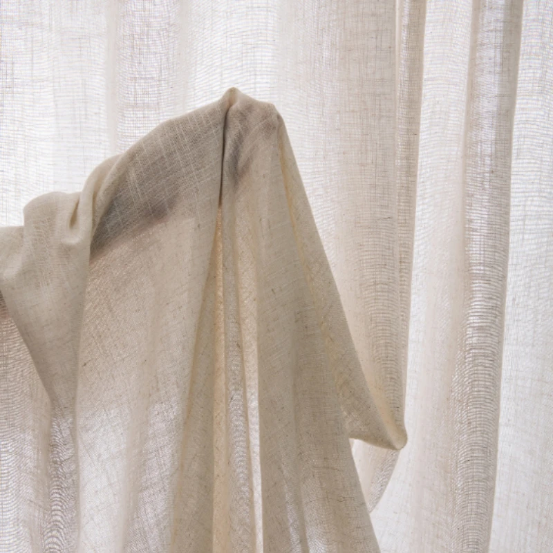 حجم مخصص! ستائر شفافة بخطوط قابلة للطي لغرفة المعيشة وغرفة الطعام وغرفة النوم من التول الأبيض ونافذة شفافة ديكور حديث كريمي #3