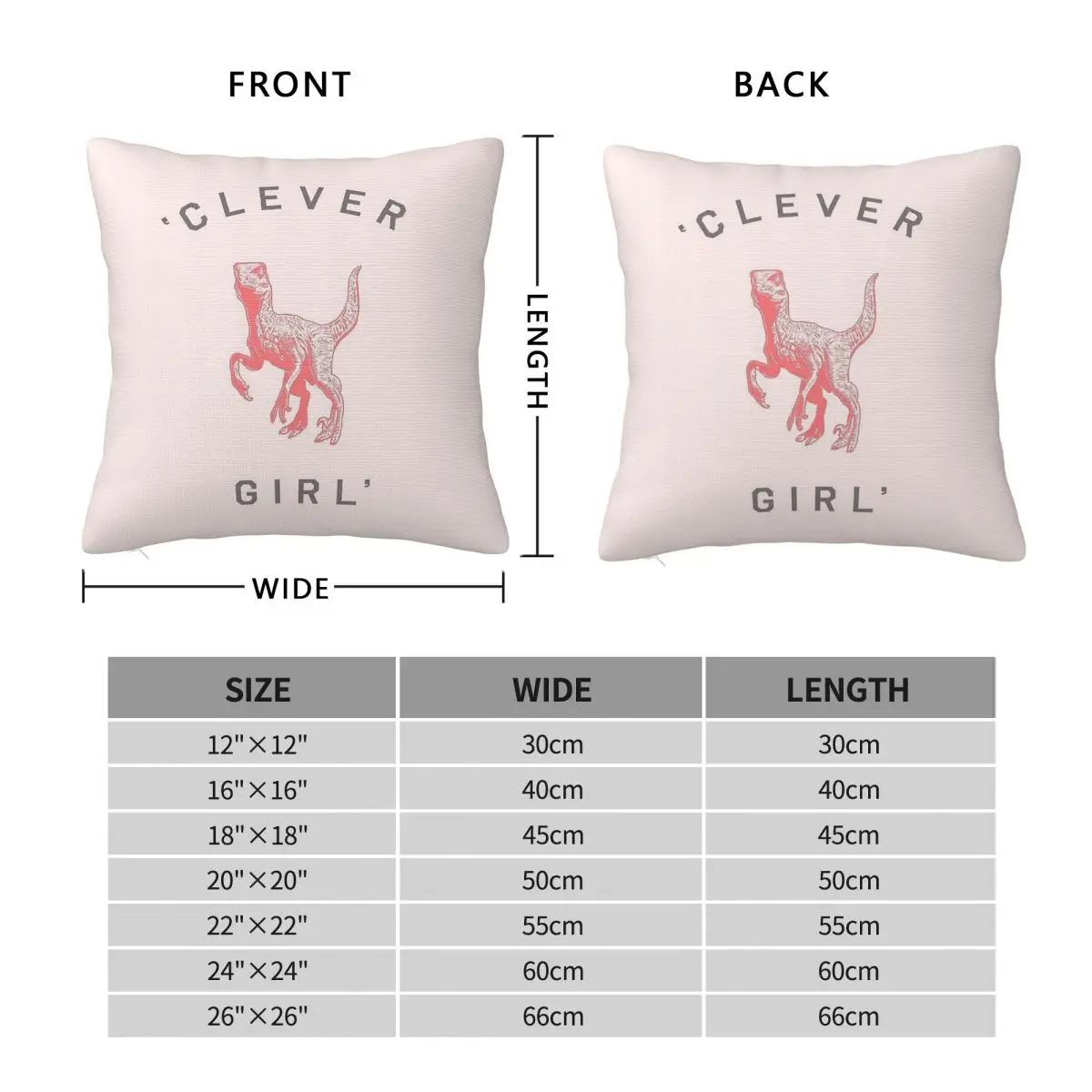 Dinosaur Clever Girl Square Pillowcase Polyester Linen Velvet Creative Zip Decorative Throw Pillow Case Home Cushion Cover