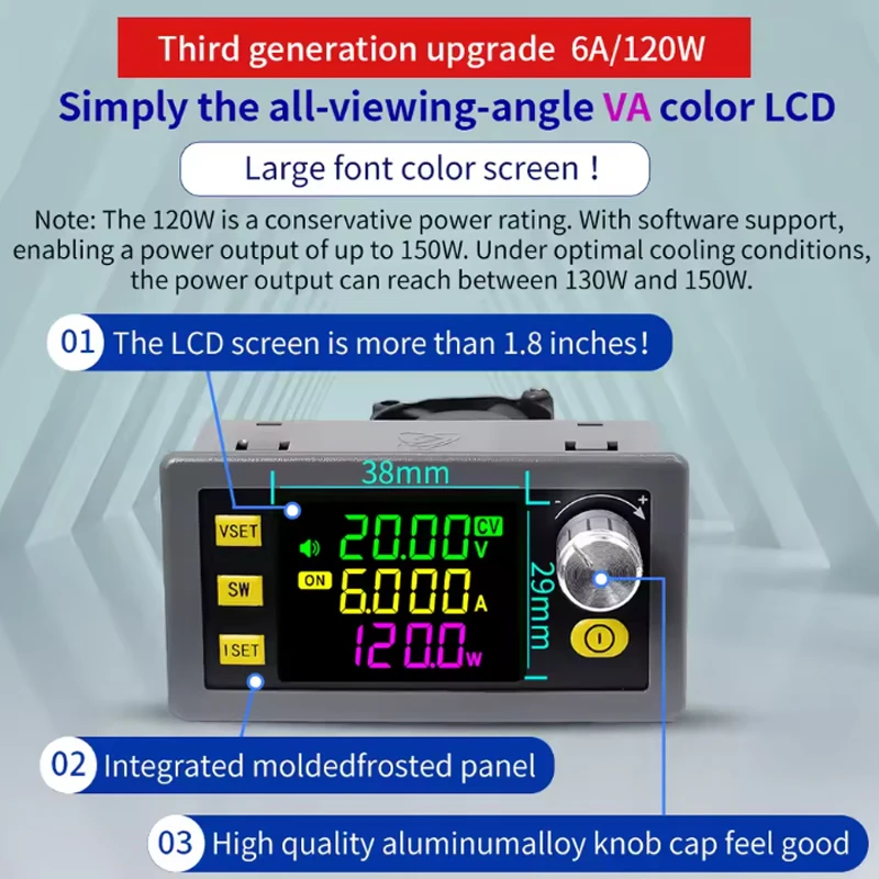 SK120 CNC Buck Boost DC Adjustable Voltage Regulator Power Supply Constant Voltage Constant Current MPPT Solar Charging Module