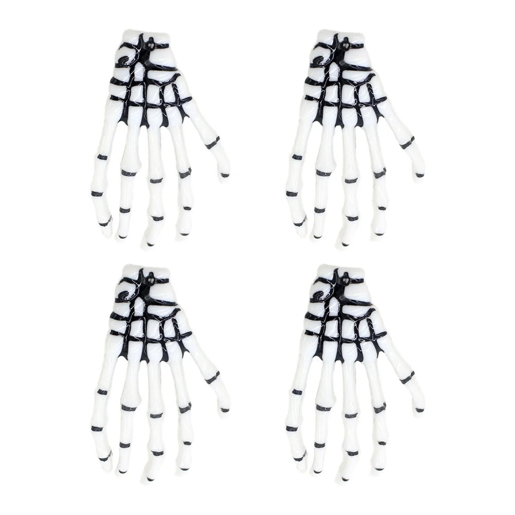 

4pcs Clips White Hand Bone Barrettes Hand Barrette for Halloween Costume Parties Cosplay Photography