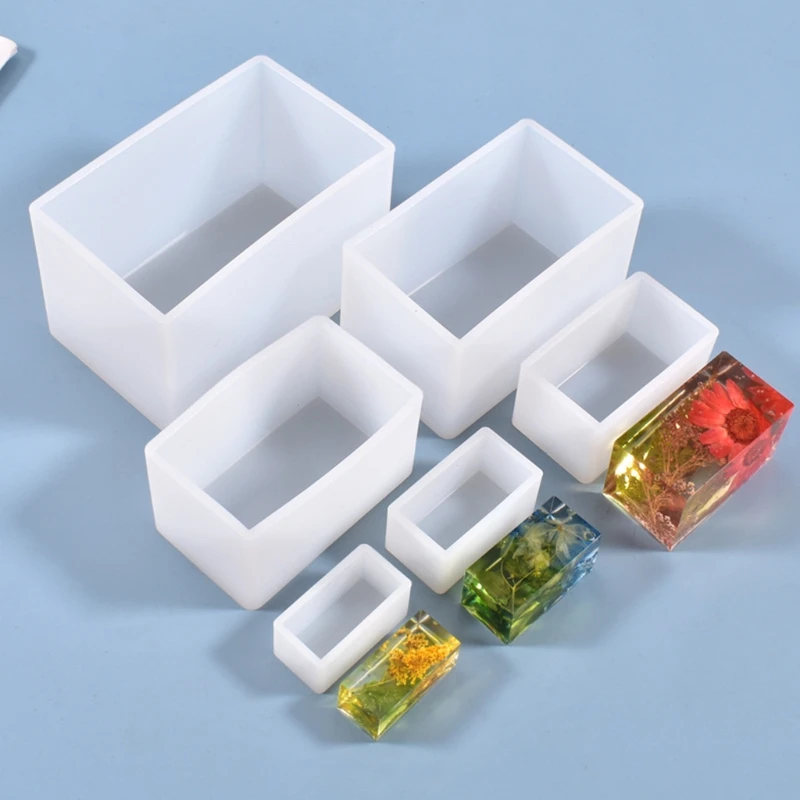 Moule cuboïde remplissage fleurs séchées en Silicone, plâtre aromatique artisanal, fait à main