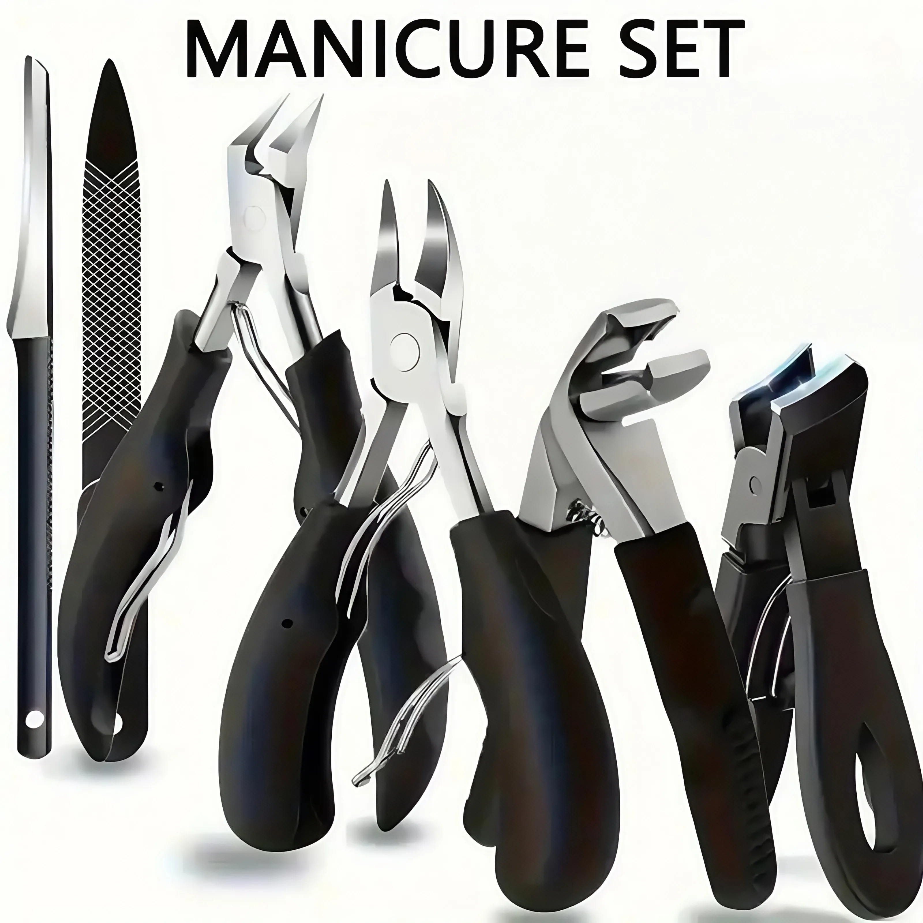 Professional nail clipper set of 4 stainless steel blades with easy to grip handle, suitable for inward and thick toes