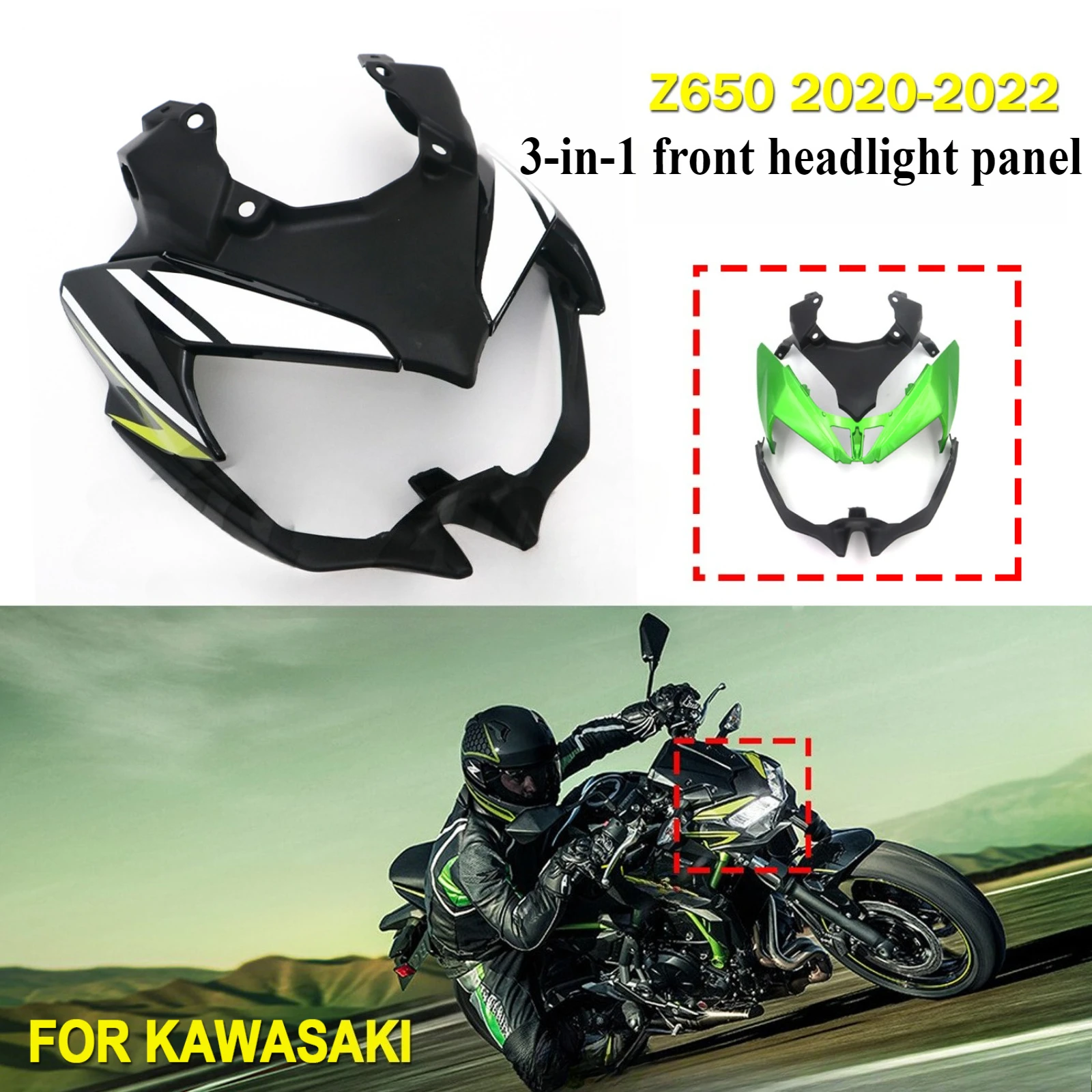 

For Kawasaki Z650 2020-2022 Motorcycle Front Nose Headlight Guard Panel Bodywork Modified Replacement Accessories Parts