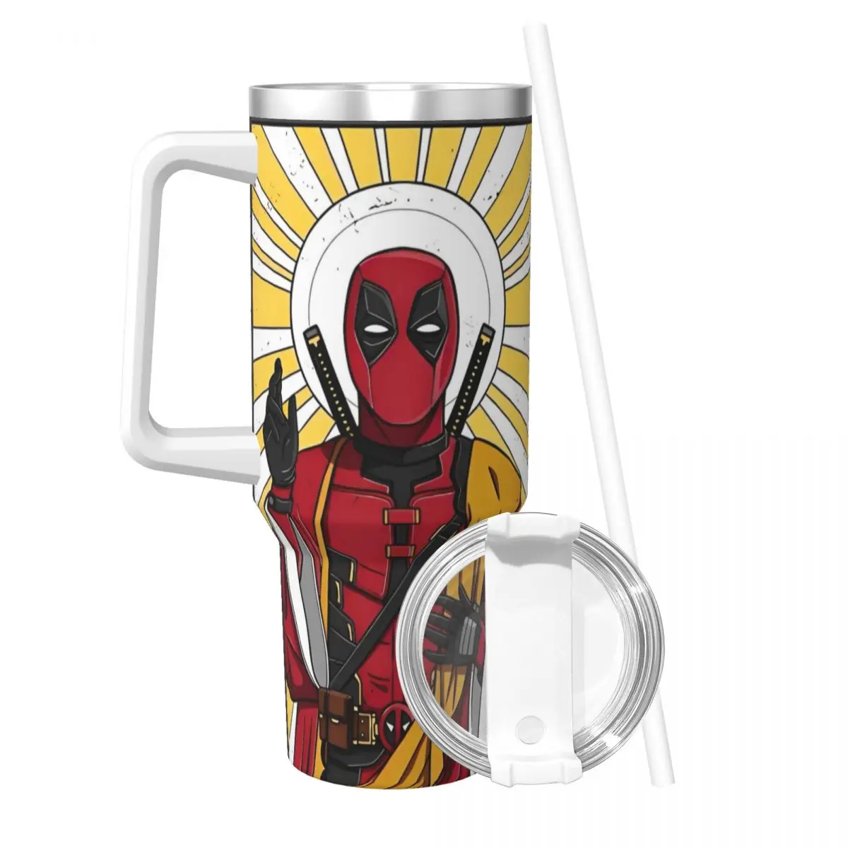 I Am Jesus Stainless Steel Tumbler Deadpool Travelist Thermal Mug With Straws and Lid Large Capacity Car Mugs Cold Water Bottle