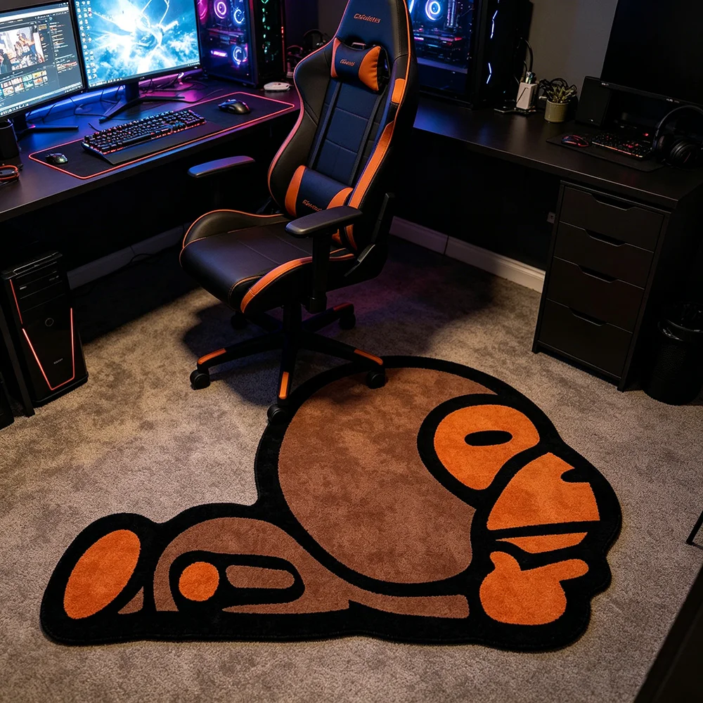 Creative Cartoon Irregular Monkey Rug Trendy Unique Decor for Gaming Rooms Soft Comfortable Carpet Home Bedroom Bedside Mat