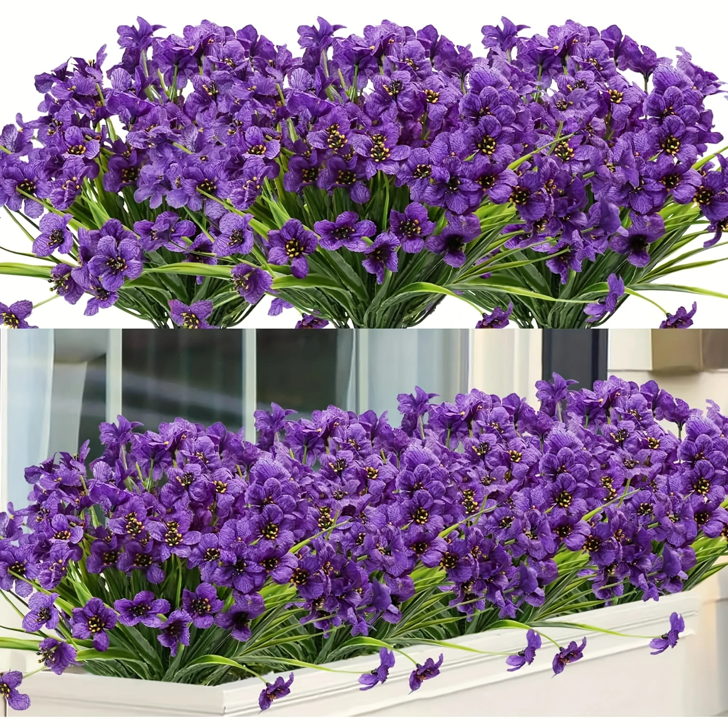 

6pcs Vibrant Artificial Violet Flowers - UV Resistant, No Fade, Realistic Petals for Indoor Outdoor Hanging Decor, Spring Summer