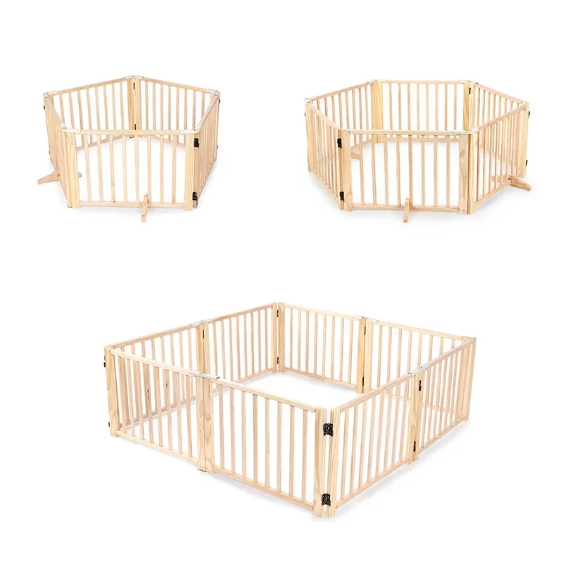 Sustainable Wood Pet Kennel Panels Adjustable Gate Assembly Pet Kennel Panels Wooden Dog Fence for All-Season