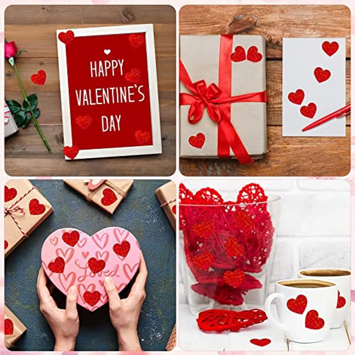 100-500 Heart Shape Of Red Stickers Seal Labels Stickers Scrapbooking For Package And Wedding Gift Decoration Stationery sticker