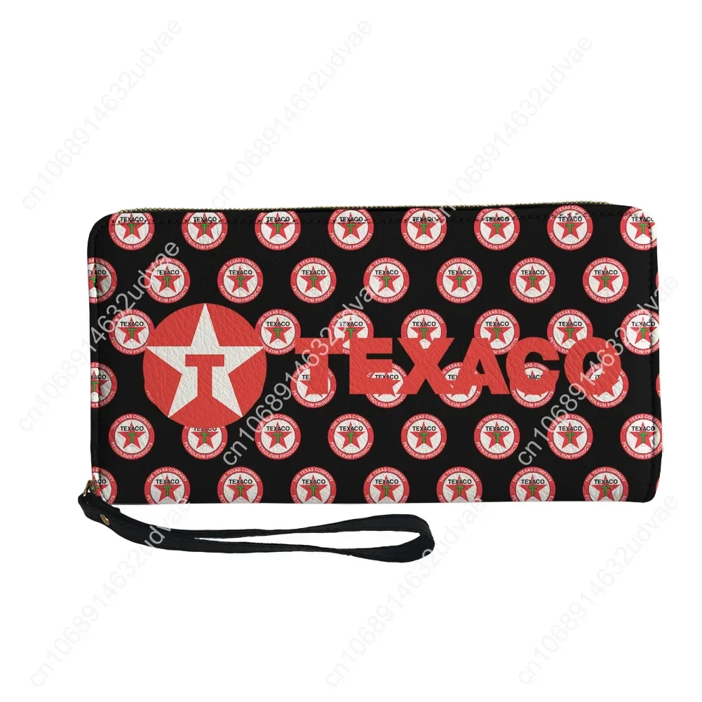 Texaco Wallet Purse Mens Womens Teenagers Zipper Long Wallets Double Print Commuter Personalized Portable Wallet Gift Bag
