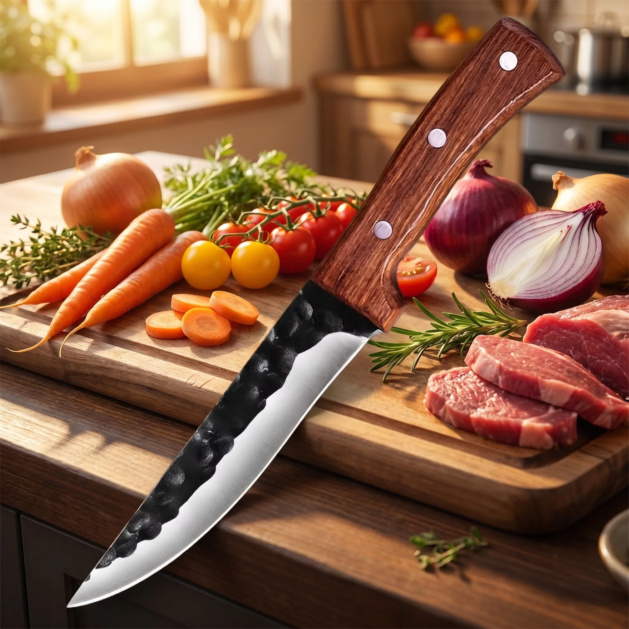 

6.5 Inch Forged Boning Knife, Stainless Steel Butcher Fillet Knife with Wood Handle, Professional Chef Knife for Meat Cutting