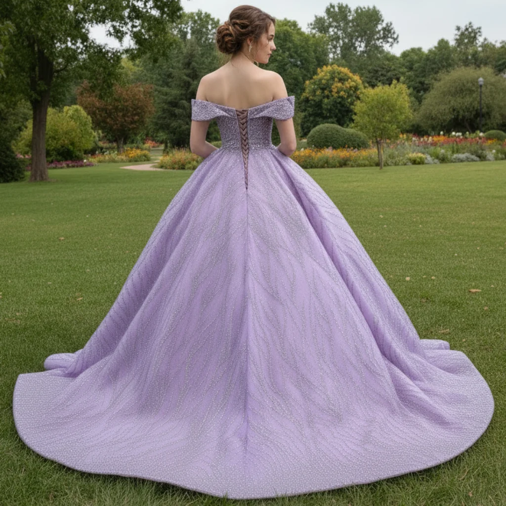 Rosymae Off-the-Shoulder Ball Gown Wedding Dress Elegant Purple Floor-Length Dress vestidos de boda