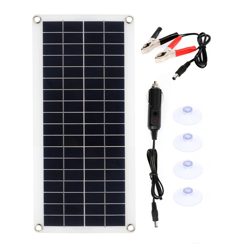 Kit de Panel Solar de 150W y 300W, batería de carga de 12V con módulo controlador de 30A y 60A, Banco de energía de batería de 2 puertos USB para