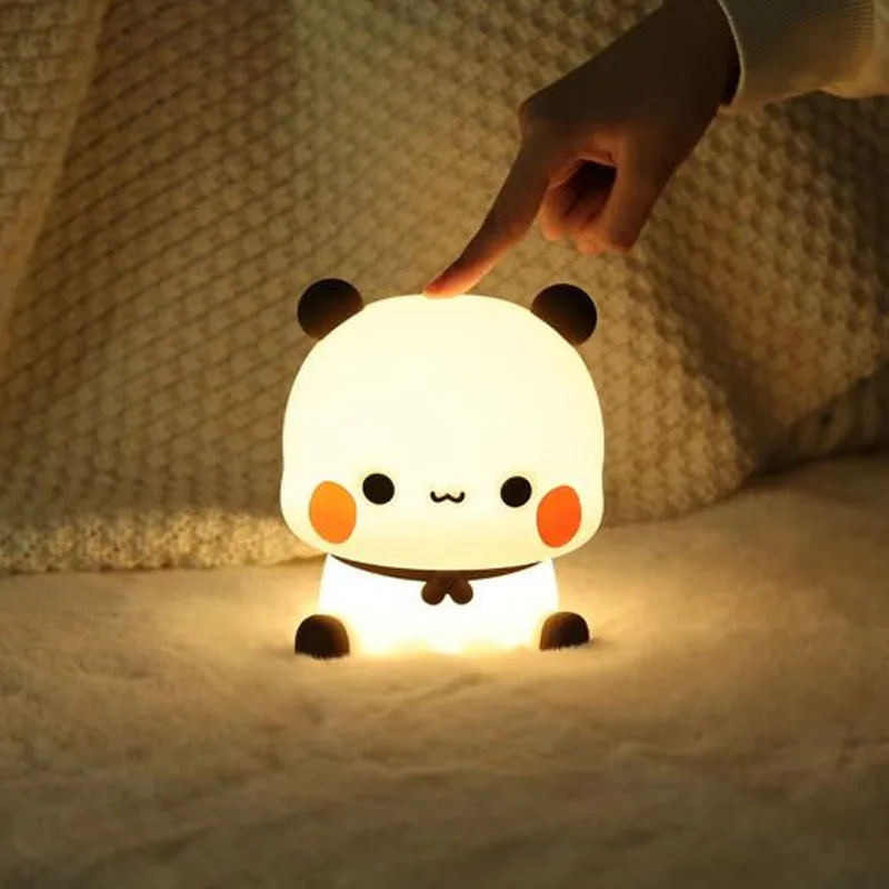 Kawaii Bear Panda Bubu And Dudu Led Night Light Lamp Cute Cartoon Nightlight Animal Bedroom Decorative Living Room Dolls Gifts