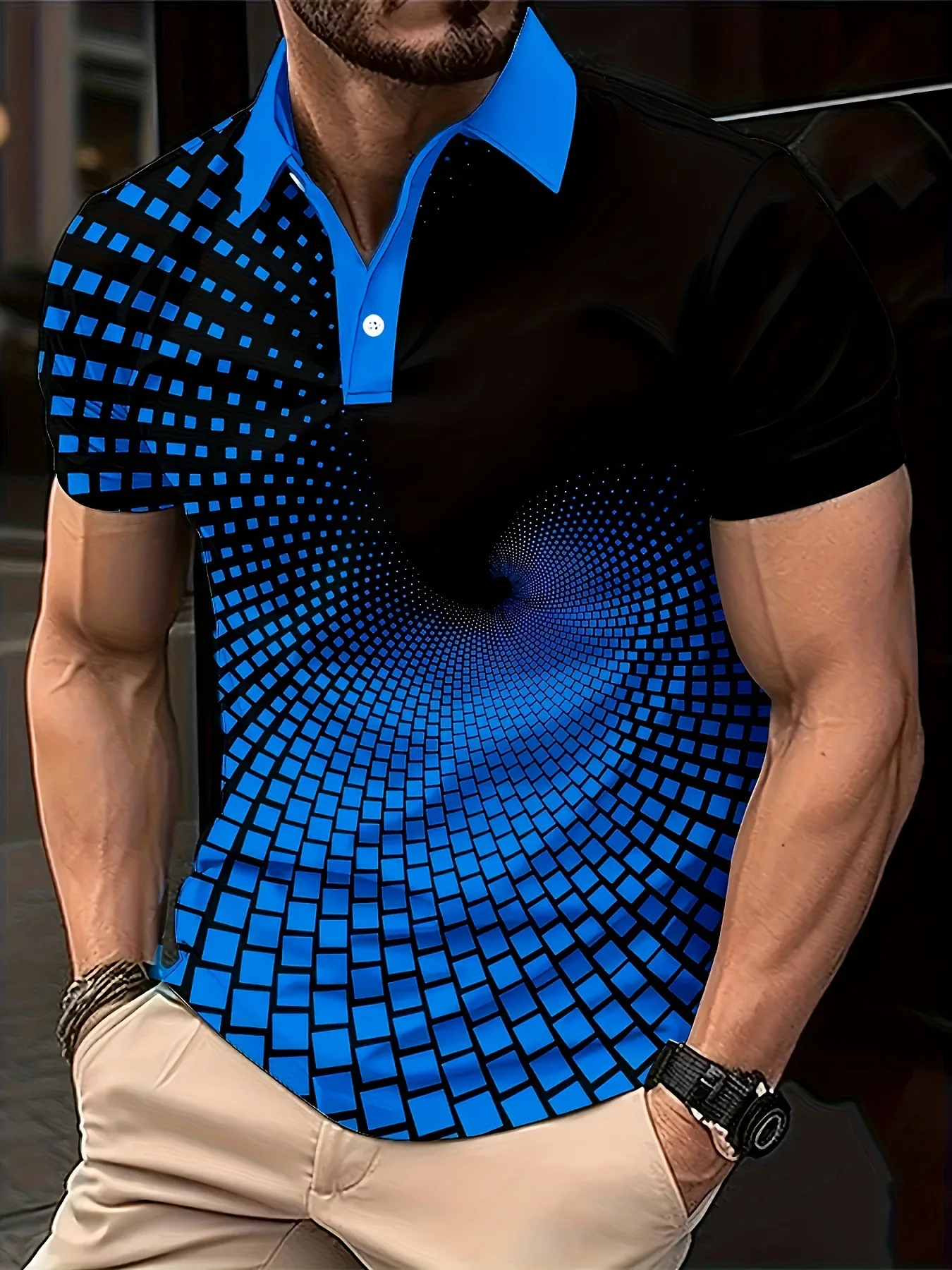 Electronic Data Passage Abstract Pattern Fashion Men's Polos T-Shirts Summer Short Sleeve 3d Print Street POLO Tops Tee
