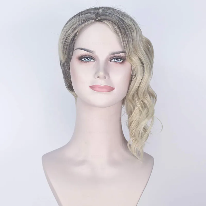 

Gwen Stacy Cosplay Wig Gwendolyn Maxine Wig Black Blonde Ombre Curly Heat Resistant Synthetic Hair Anime Wigs + Wig Cap