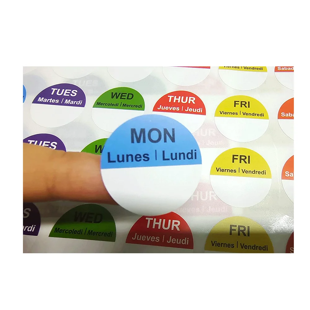 7 Days of The Week Labels  Color Coding Food Rotation   1 Inch Day of The Week stickers