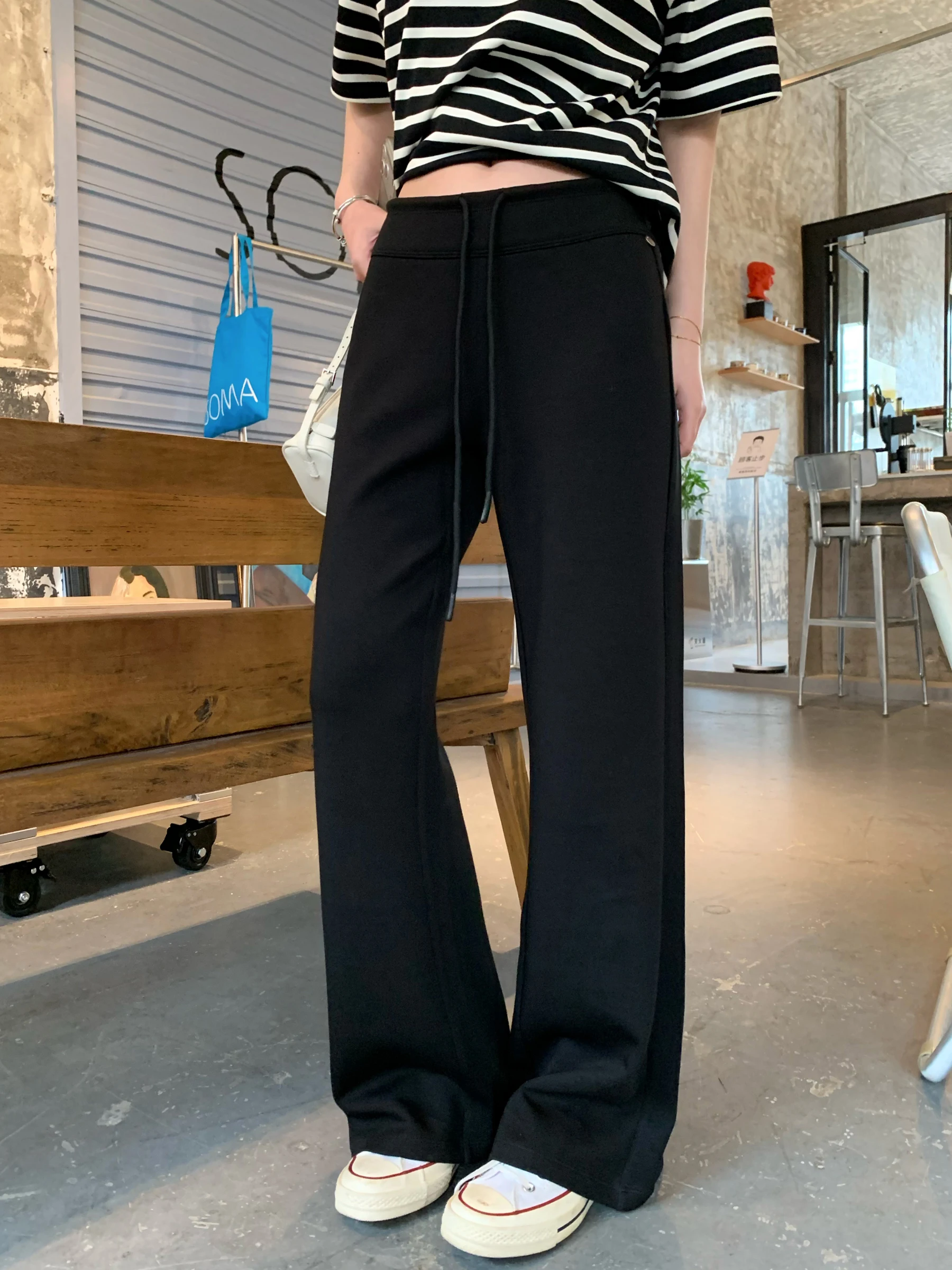 

Женские комфортные брюки-клеш Bla Slim Fit из полиэстеровой смеси с микро-расклешением, эластичные в четырех направлениях, с завязками, повседневные