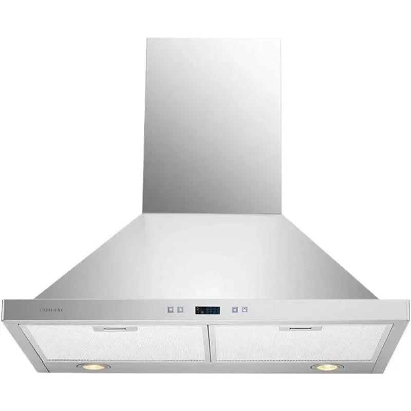 CAVALIERE 6 Speed Digital Wall Mount Range Hood 30 inch With Premium 201 Stainless Steel & Ducted/Ductless Convertible