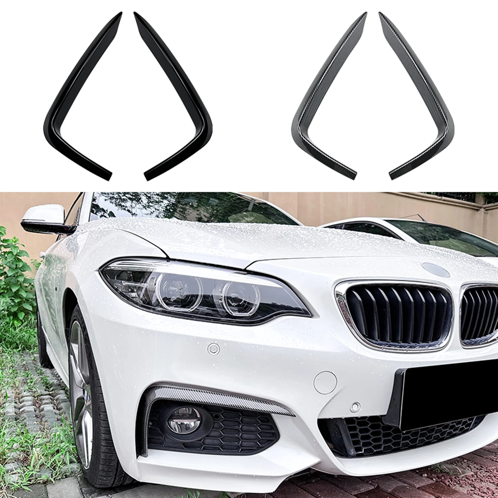 

Front Bumper Side Air Vent Spoiler Fog Light Intake Frame Cover Trim For BMW 2 Series F22 F23 220i 230i M235i M Sport 2014-2021