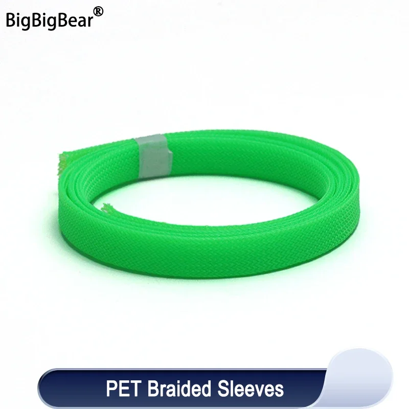 1~50m PET Braid Sleeve UV Green 2/4/6/8/10/12/14/16/20/25/30/40mm High Density Snake Skin Wrap Sheath For Electric Cables