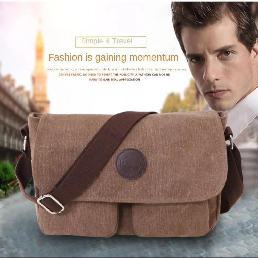 Travel Men Crossbody Bags Fashion Large Capacity Canvas Messenger Bags Casual Waterproof Shoulder Bag