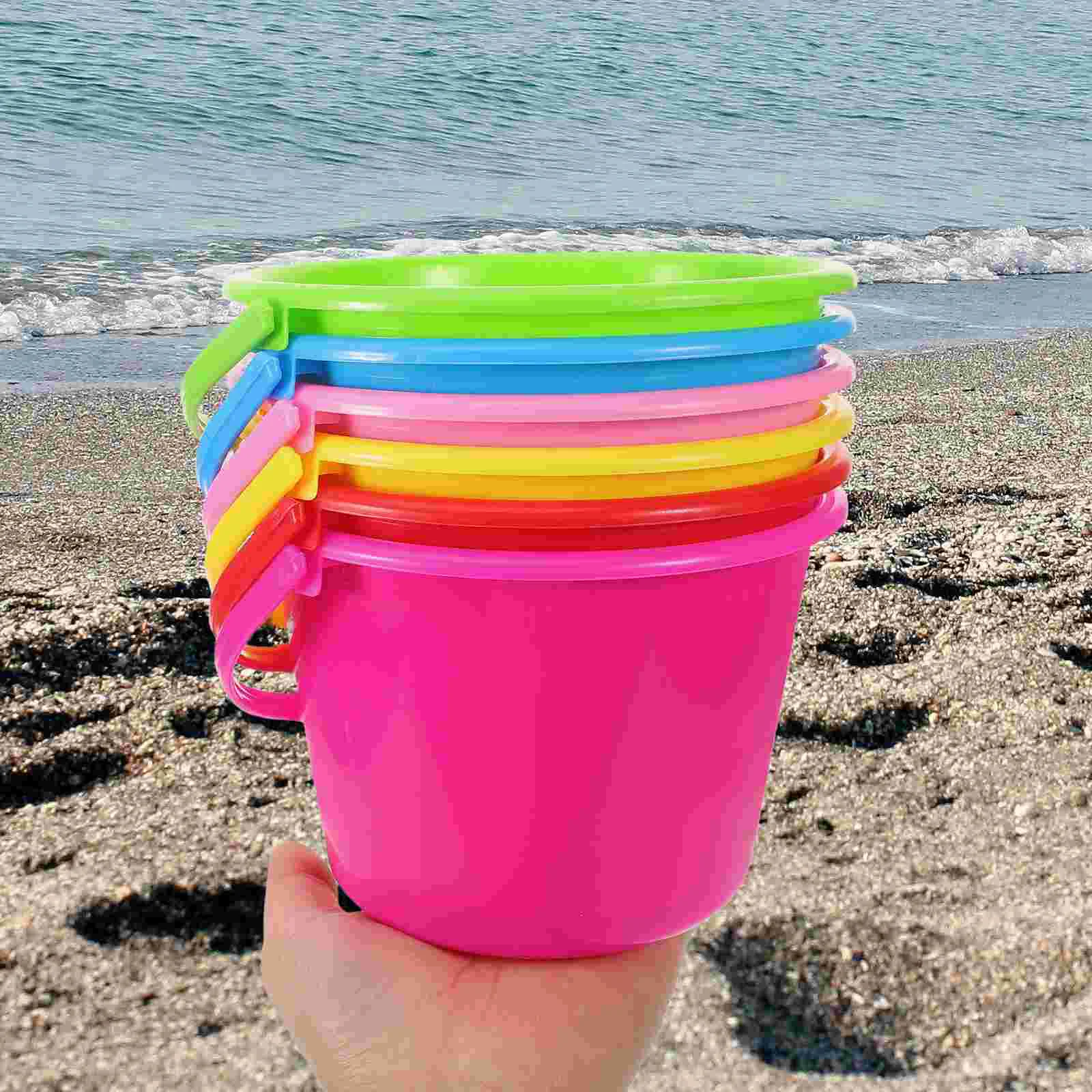 Cubo de playa para niños, 6 uds., cubos para jugar, castillo de arena, juguetes pequeños para con agua junto al mar