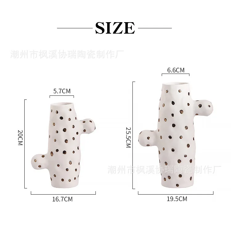 Creative Cactus Ceramic Vase Simulated Cactus with Polka Dots Flower Vase Floral Flowerpot Room Decoration Accessories
