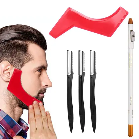 Men Razors Beard Shaving Tool Kit Man Styling Template Stencil Whiskers Comb Beard Pencil Hair Removal