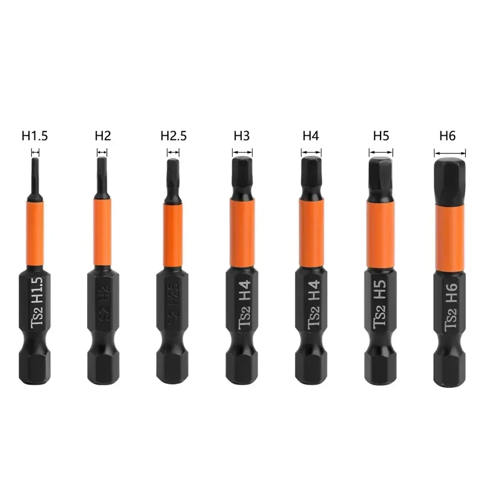 1PC Magnetic Hexagon Screwdriver Bit 50MM Length 1/4 Inch Hex H1.5 H 2 H2.5 H3 H4 H5 H6 For Electric Screwdriver Drill