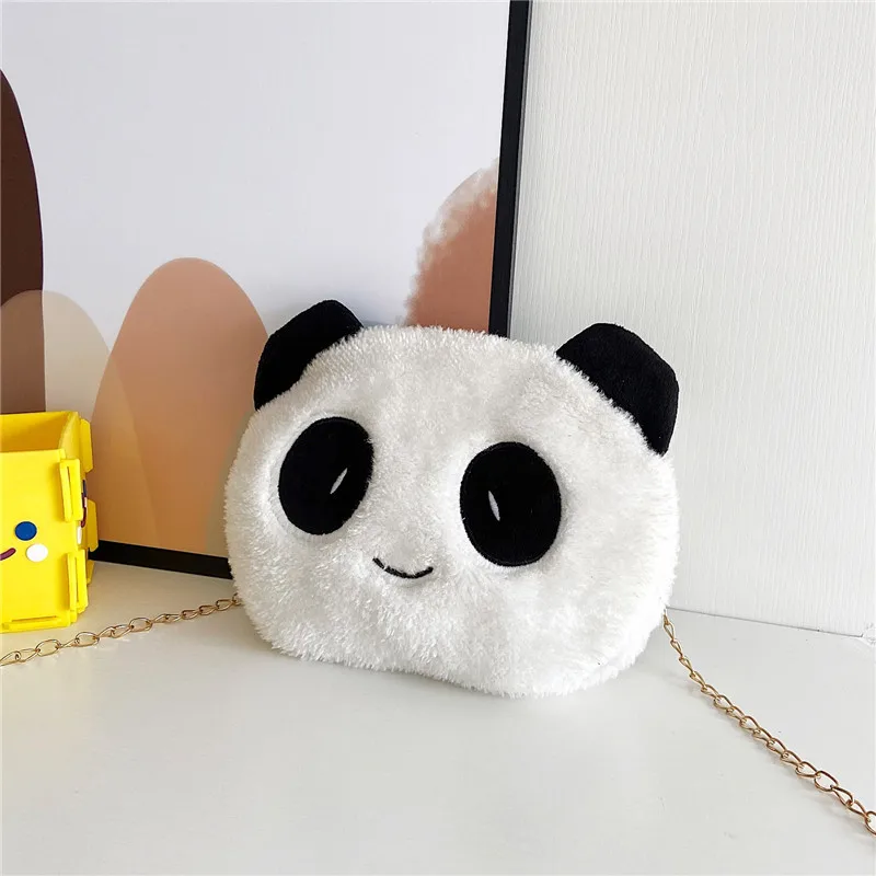 

Cute Cartoon Panda Shape Crossbody Bag Lovely Kids Single Shoulder Bags Soft Plush Chain Bag Women Mobile Phone Pouch Purses