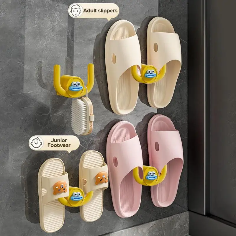 Bathroom Slipper Rack Wall-Mounted Cartoon Sausage Mouth Slippers Hanger No-Punch Space-Saving Door Shoe Holder Funny House Shoe