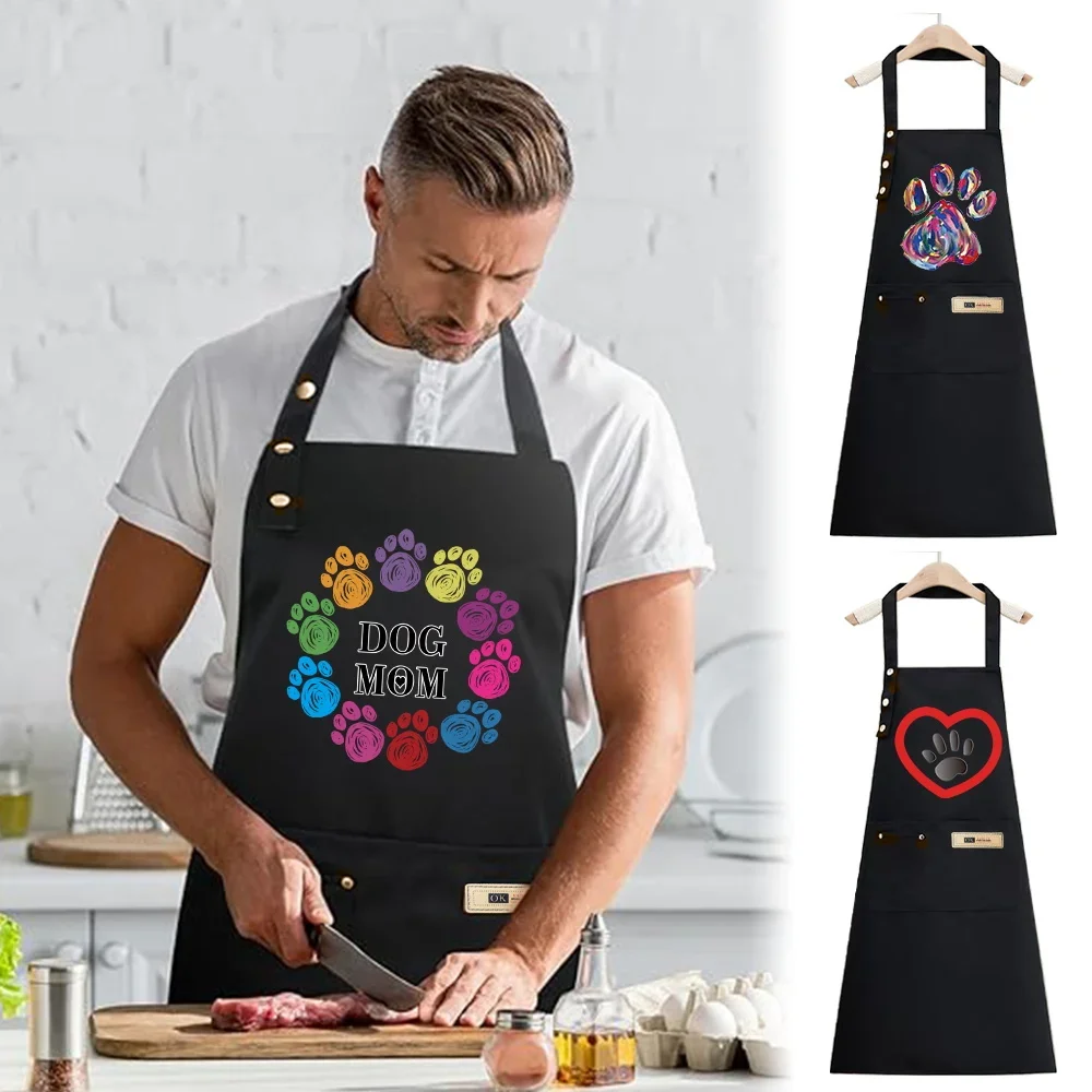 

Apron Cook Clothes Waterproof Stain-Resistant Kitchen Essential Adjustable Straps Multiple Pockets Baking Accessory Footprints