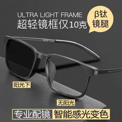 Ultralight Titanium Alloy TR90 Myopia Glasses Men Retro Square Optical Prescription Eyeglasses Frame -1.0 -1.5 -2.0 -2.5 -3.0 -4