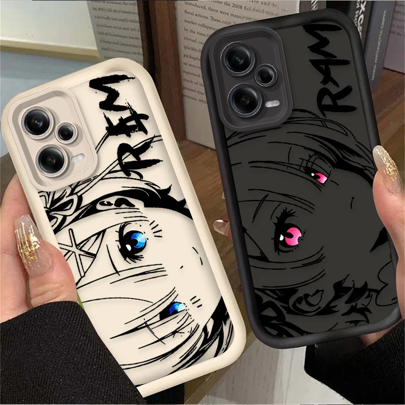 Coque de téléphone en silicone mignonne Rem Ram Kawaii Line ART Anime pour Xiaomi Redmi Note 15 14 13 12 11 10 Pro Plus 5G 14S 12S 11S 10S 4G